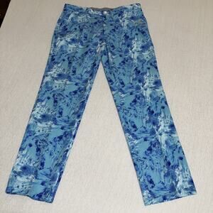 Hreski Pants Mens 36x31 Water Blue Abstract Watercolor Marble Golf Stretch Chino